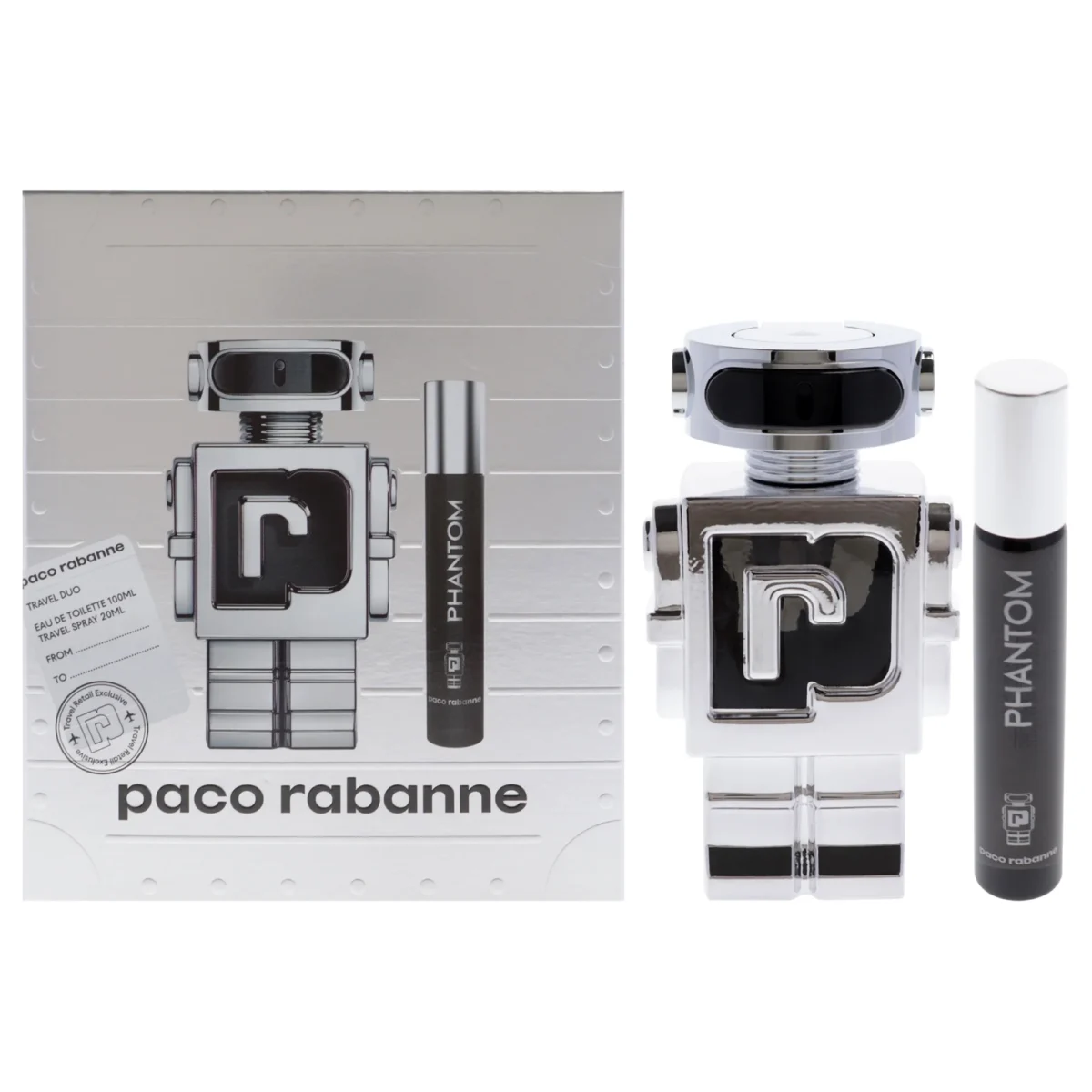 Paco Rabanne Phantom, coffret cadeau 2 pièces, vaporisateur EDT de 3,4 oz, vaporisateur EDT de 0,68 oz – Image 1