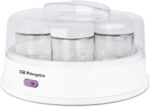 Orbegozo YU 2350 Yaourtière avec 7 pots de 200 ml de capacité, 15 W, couvercle transparent, interrupteur marche/arrêt, passe au lave-vaisselle, blanc