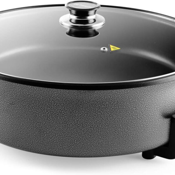 Orbegozo PZ 8100 Pot électrique avec couvercle en verre, revêtement antiadhésif, thermostat réglable, diamètre 40 cm, 1500 W