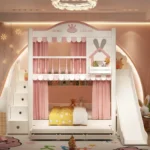 Lit superposé pour enfant, lit superposé pour garçon, armoire intégrée, gain de place – Image 2