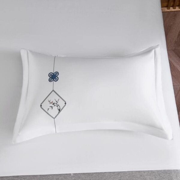 Drap et taille d'oreiller, Housse de Couette Blanche pour hôtel, Ensemble de literie en Coton à Longues Fibres, 6 pièces – Image 4