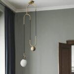 Lampe Suspension boule LED, lustre plafonnier, suspension rétractable de luxe nordique, couloir, salon et salle à manger – Image 2