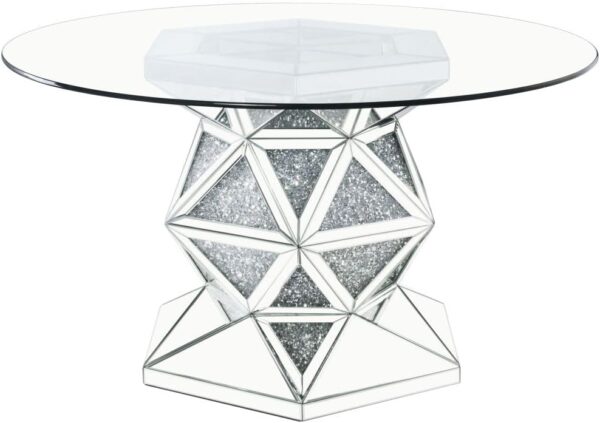 Table à manger miroir avec incrustations de strass – Table de salle à manger miroir ornée de diamants décoratifs
