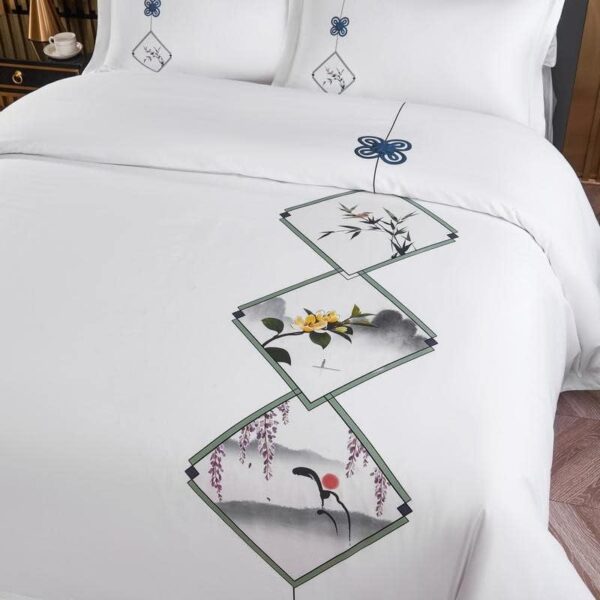 Drap et taille d'oreiller, Housse de Couette Blanche pour hôtel, Ensemble de literie en Coton à Longues Fibres, 6 pièces – Image 3