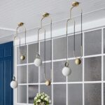Lampe Suspension boule LED, lustre plafonnier, suspension rétractable de luxe nordique, couloir, salon et salle à manger – Image 4
