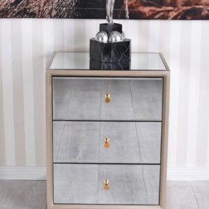 Meuble de chevet en verre miroir