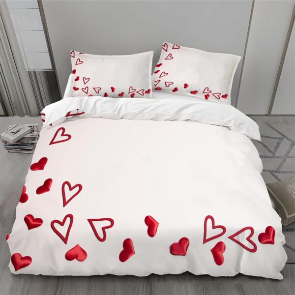 Parure de lit blanche réversible en microfibre – Housse de couette avec fermeture éclair et 2 taies d’oreiller