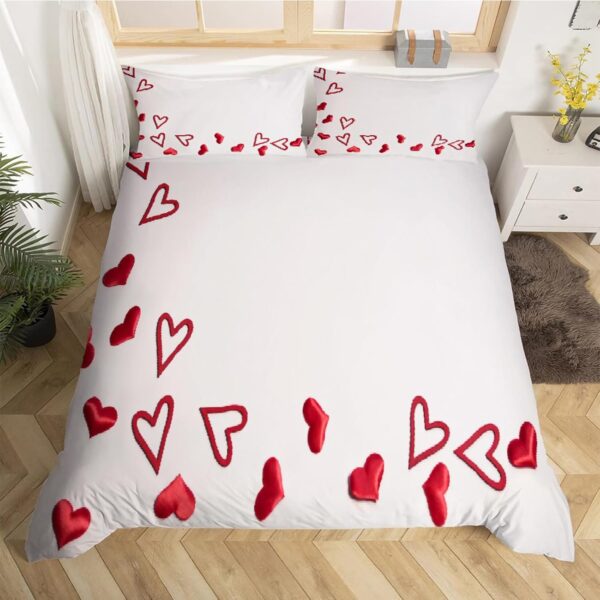 Parure de lit blanche réversible en microfibre – Housse de couette avec fermeture éclair et 2 taies d’oreiller – Image 4