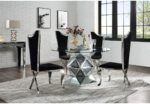 Table à manger miroir avec incrustations de strass – Table de salle à manger miroir ornée de diamants décoratifs – Image 3