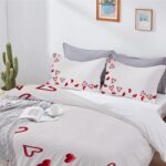 Parure de lit blanche réversible en microfibre – Housse de couette avec fermeture éclair et 2 taies d’oreiller – Image 3