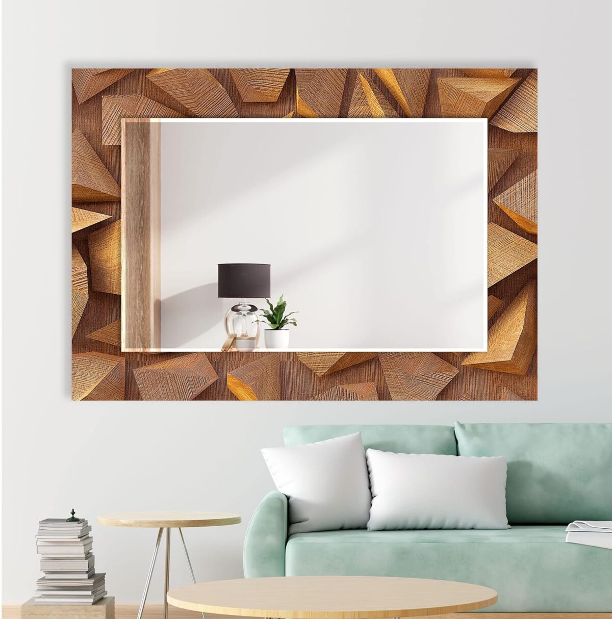 Miroir mural biseauté unique - Miroir en bois - Miroir de salle de bain – Image 4