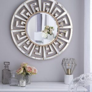 Miroir Mural de Forme Ronde au Cadre Doré