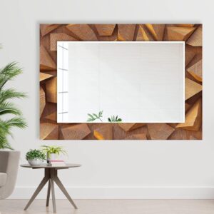 Miroir mural biseauté unique - Miroir en bois - Miroir de salle de bain
