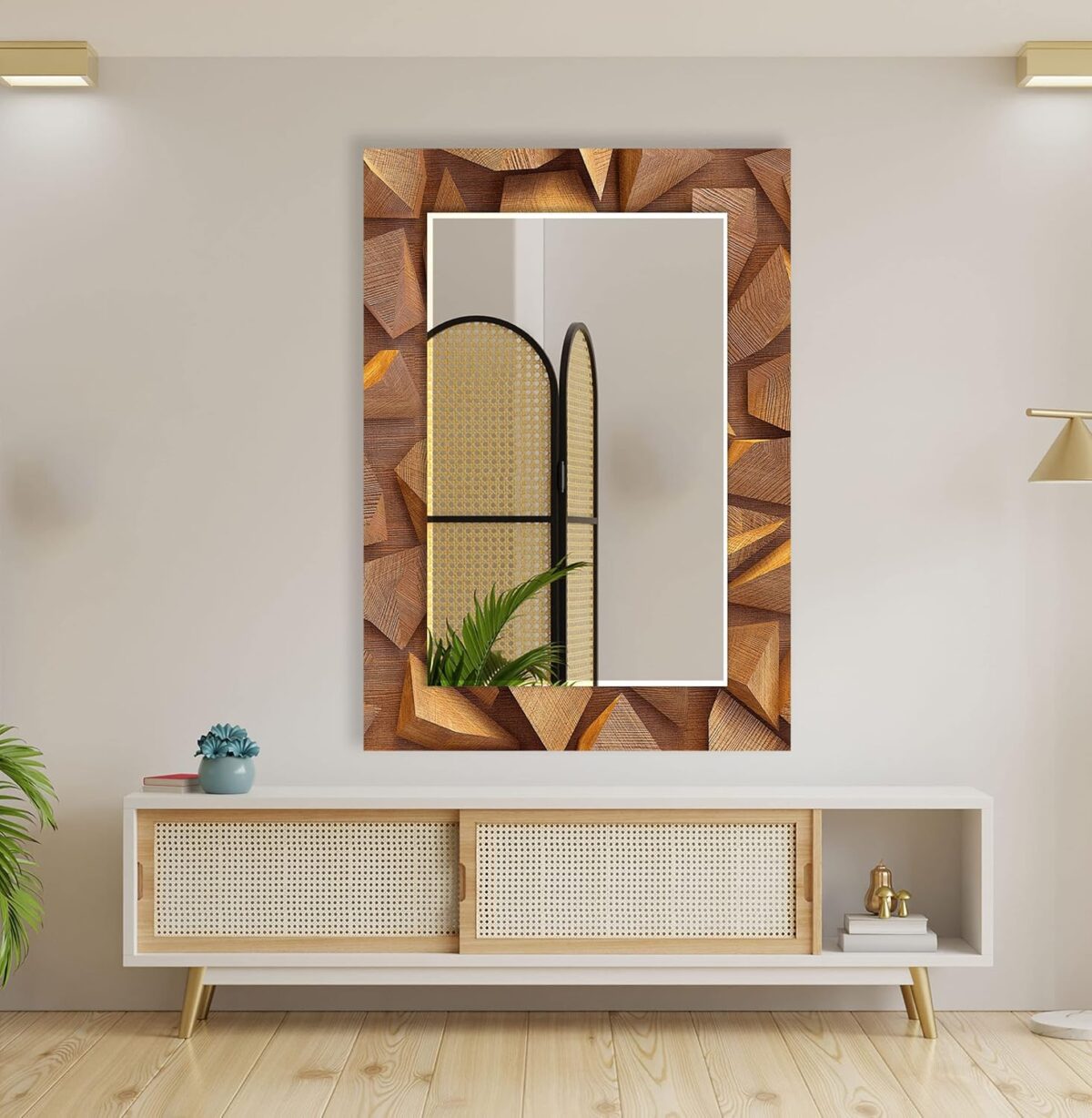 Miroir mural biseauté unique - Miroir en bois - Miroir de salle de bain – Image 3
