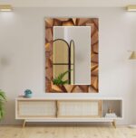 Miroir mural biseauté unique - Miroir en bois - Miroir de salle de bain – Image 3