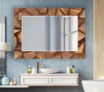 Miroir mural biseauté unique - Miroir en bois - Miroir de salle de bain – Image 5