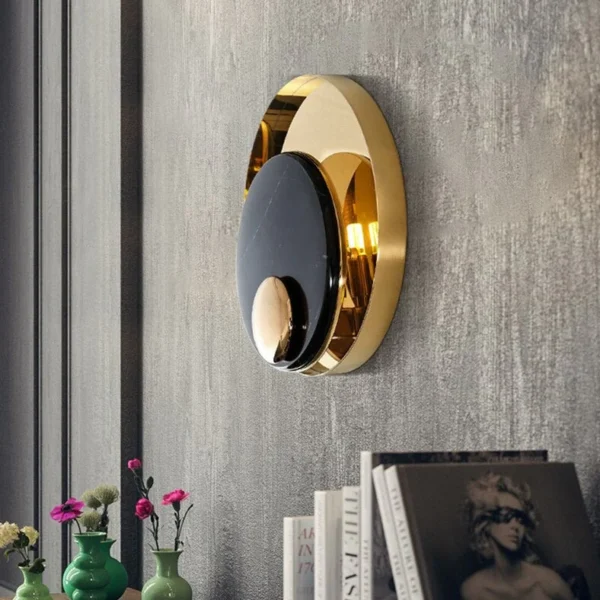 Applique murale design led en marbre et laiton doré luxury