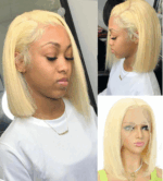 Perruque courte en dentelle HD-Bob Blond Court – Image 3