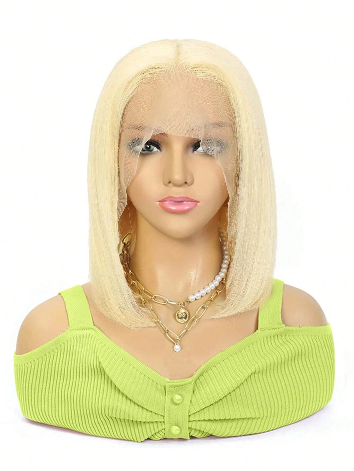 Perruque courte en dentelle HD-Bob Blond Court – Image 1