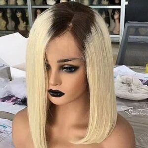 Perruque blonde racine noire naturelle