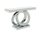 Console moderne en argent avec base à anneaux entrelacés pour couloir d'entrée – Image 4