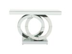 Console moderne en argent avec base à anneaux entrelacés pour couloir d'entrée – Image 3