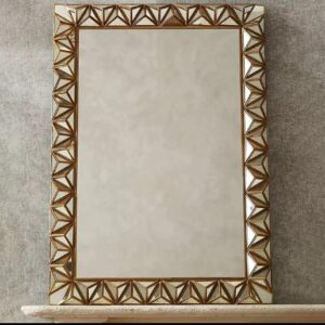Miroir Américain Antique Sculpté-Cadre en Bois Doré
