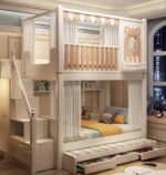 Mobilier de chambre pour enfant avec lit en bois contemporain-Lit enfant en bois – Style moderne pour une chambre élégante – Image 4
