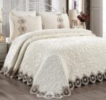 Ensemble de couvre lit - double lit-diffèrent couleur (Rose-Beige-Pudra) – Image 3