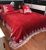 Ensemble de couvre lit - double lit- diffèrent couleur (Rose sombre - Rouge - violet claire) – Image 3