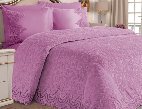 Ensemble de couvre lit - double lit- diffèrent couleur (Rose sombre - Rouge - violet claire) – Image 2