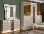 Ensemble Chambre à Coucher Luxe Blanc-Doré – Image 2