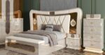 Ensemble Chambre à Coucher Luxe Blanc-Doré