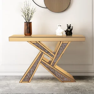 Console à plateau en verre doré