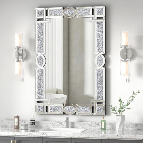 Miroir en cristal pour décoration murale, miroir rectangulaire pour salon, salle de bain, chambre à coucher, entrée, salle à manger