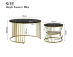Ensemble de 2 tables basses rondes avec table basse gigogne moderne avec plateau – Image 5