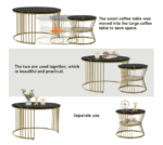 Ensemble de 2 tables basses rondes avec table basse gigogne moderne avec plateau – Image 3