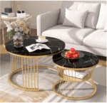 Ensemble de 2 tables basses rondes avec table basse gigogne moderne avec plateau