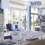 Ensemble de chambre pour enfants, bleu, meubles de luxe, ensemble de lit en bois massif, pour garçons et filles, avec penderie et Table de travail – Image 3