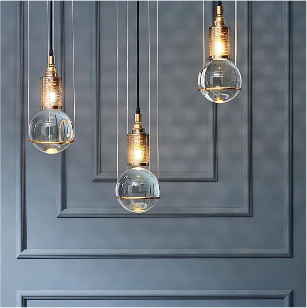 LED Lampe de lustre moderne, nordique de lustre à bille en verre simple de barre de bar LOFT Lampe suspension – Image 5