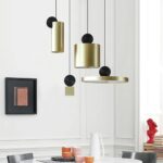 Lampe Suspendue de Plafond Moderne  Finition Or brossé, Abat-Jour en métal – Image 2