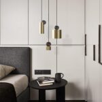 Lampe Suspendue de Plafond Moderne  Finition Or brossé, Abat-Jour en métal – Image 5