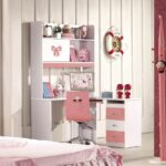 Lit simple rose pour enfant Lit de quatre pieds Table de lit Lit princesse Ensemble de lit pour enfant vendu séparément Lit de cinq pieds Armoire Bureau – Image 7
