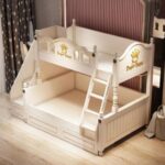 Lit superposé en bois massif de style américain avec rangements intégrés – Modèle combiné mère-enfant à deux niveaux (couchage haut et bas), adapté pour adultes et enfants. – Image 3