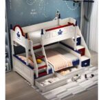 Lit superposé en bois massif à deux niveaux pour adulte et enfant – Combinaison de lits jumeaux en haut et en bas, idéal pour une mère et son fils. – Image 3