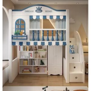 Lit superposé pour enfant, lit superposé pour garçon, armoire intégrée, gain de place