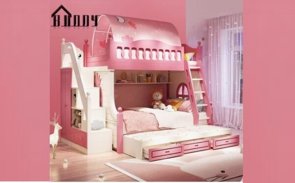 Lit superposé pour enfants avec rangement – Image 2