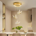 Lustre papillon transparent design nordique suspension led – Image 2