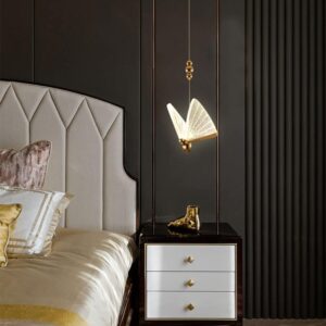 Lustre papillon transparent design nordique suspension led