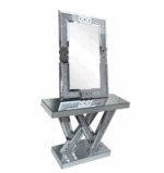 forme brillant concassé diamant miroir Console Table argent miroir couloir Table classique – Image 3